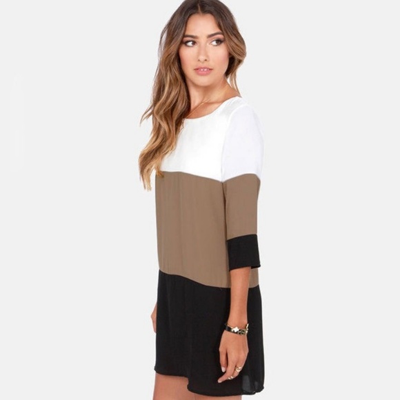 Classic tricolor 1/2 sleeve mini dress - Picture 3 of 7